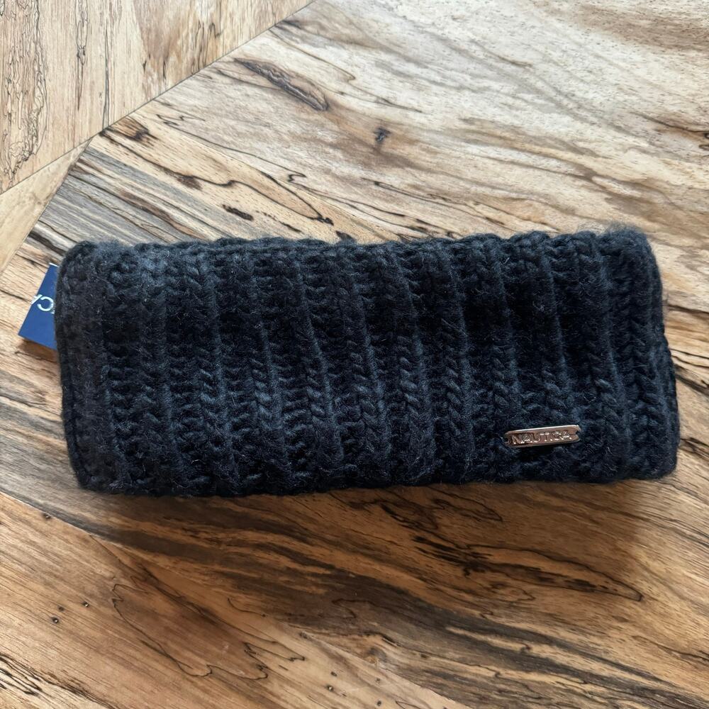 Nautica Cardigan Stitch Headband Ear Warmer in Black